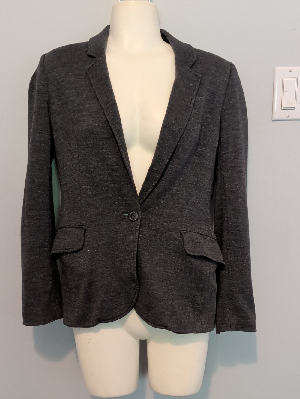 Talula Charcoal Gray Single-Button Knit Blazer